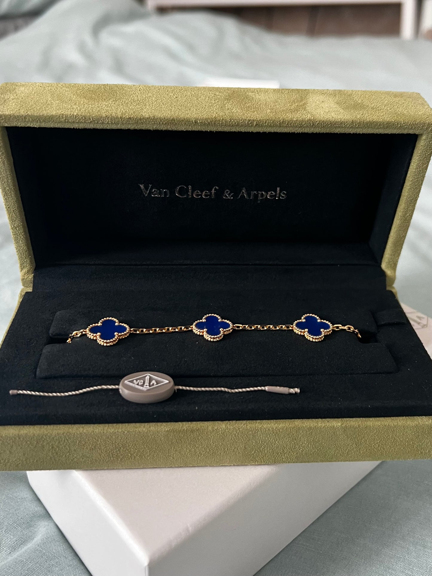 Van Cleef & Arpels Blue Agate Alhambra Bracelet - Full Set