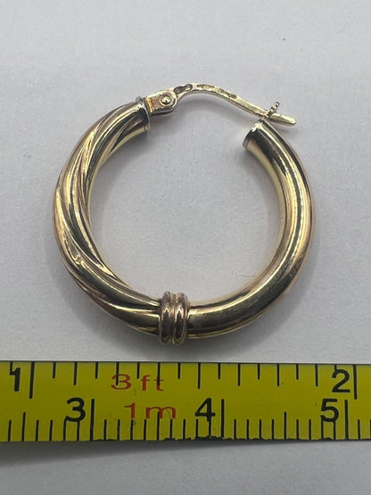 Italian 9ct Yellow Gold Patterned Hoop Earrings  • 1.82 Grams