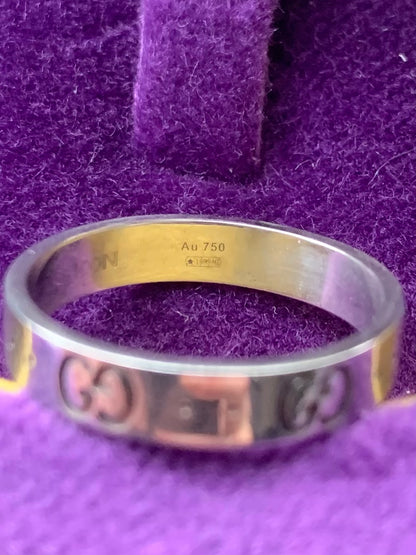 Gucci 18ct White Gold Icon Ring - P - Original Box