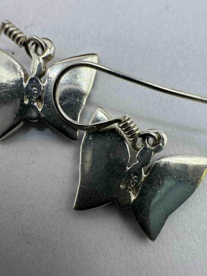 Quality 925 Sterling Silver Butterfly Mother Of Pearl Earrings • 2.96 Grams