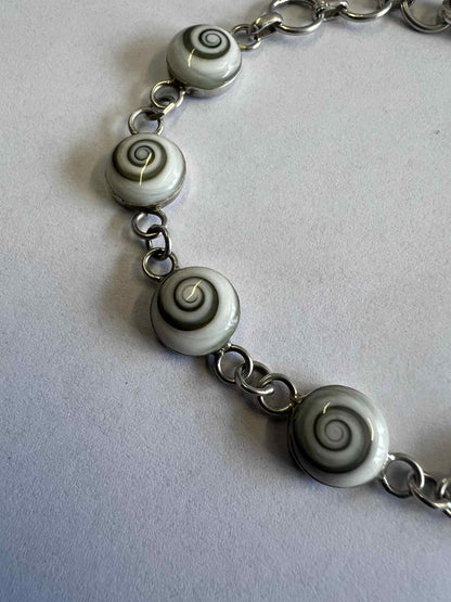 Quality 925 Sterling Silver Swirl Bead Bracelet • 7" • 9.96 Grams