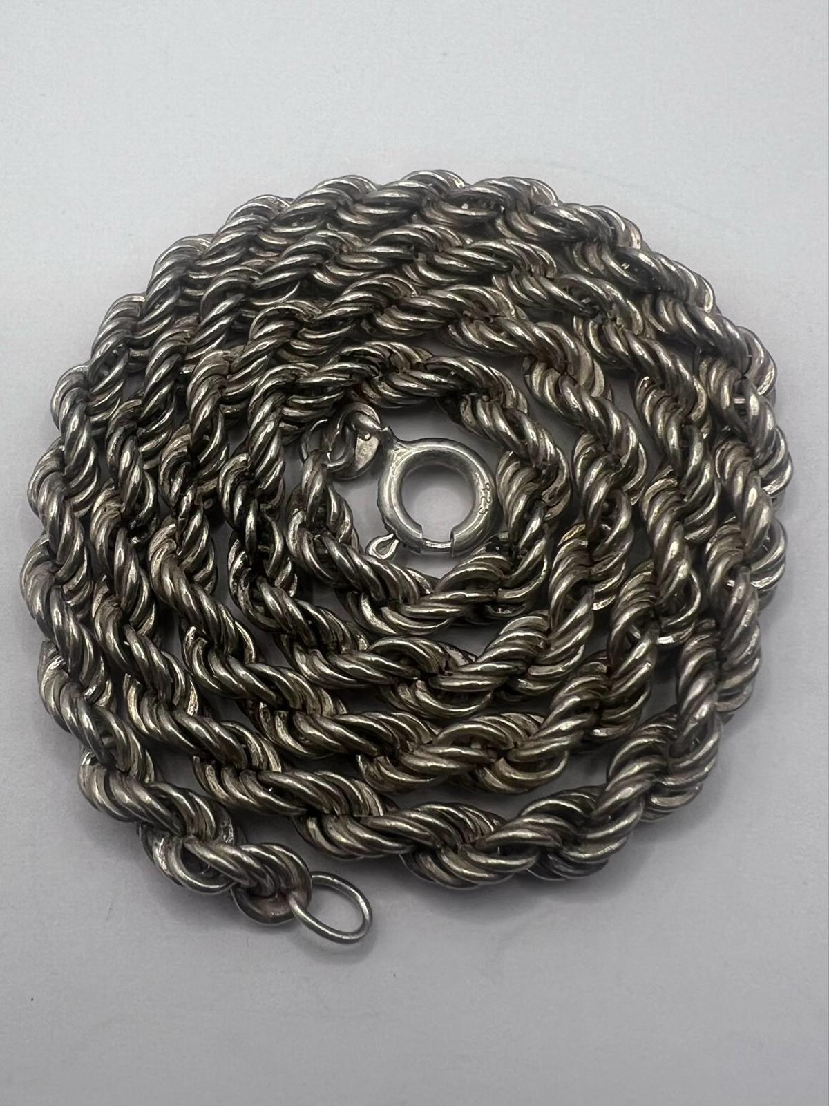 Quality 925 Sterling Silver Rope Necklace - 15.12 Grams - 18"
