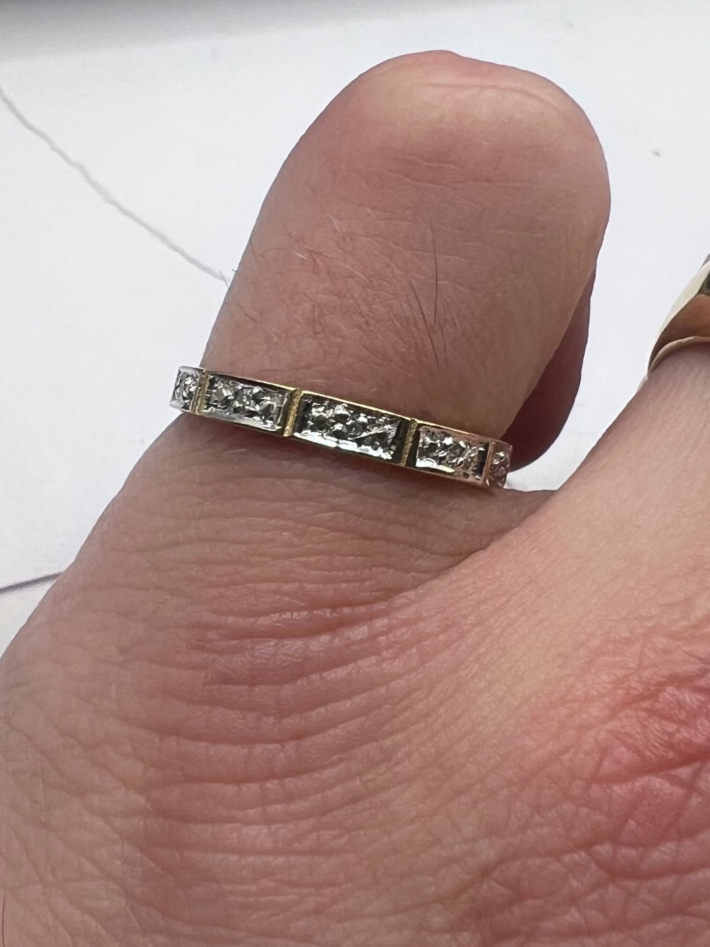 Dainty 9ct Yellow Gold Diamond Set Eternity Ring - O