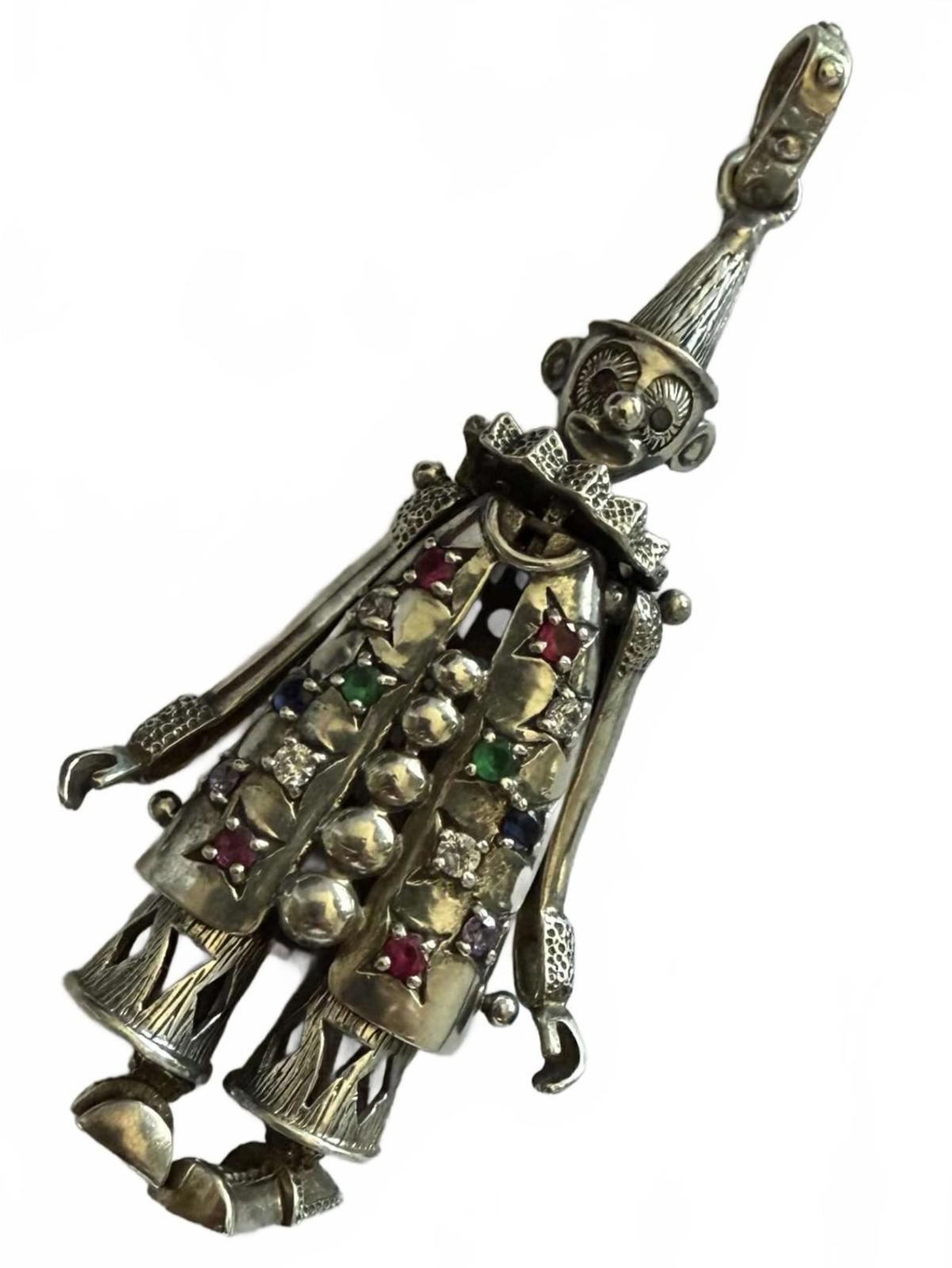Vintage 925 Sterling Silver Armani Stone Set Clown Pendant  - 31.06 Grams
