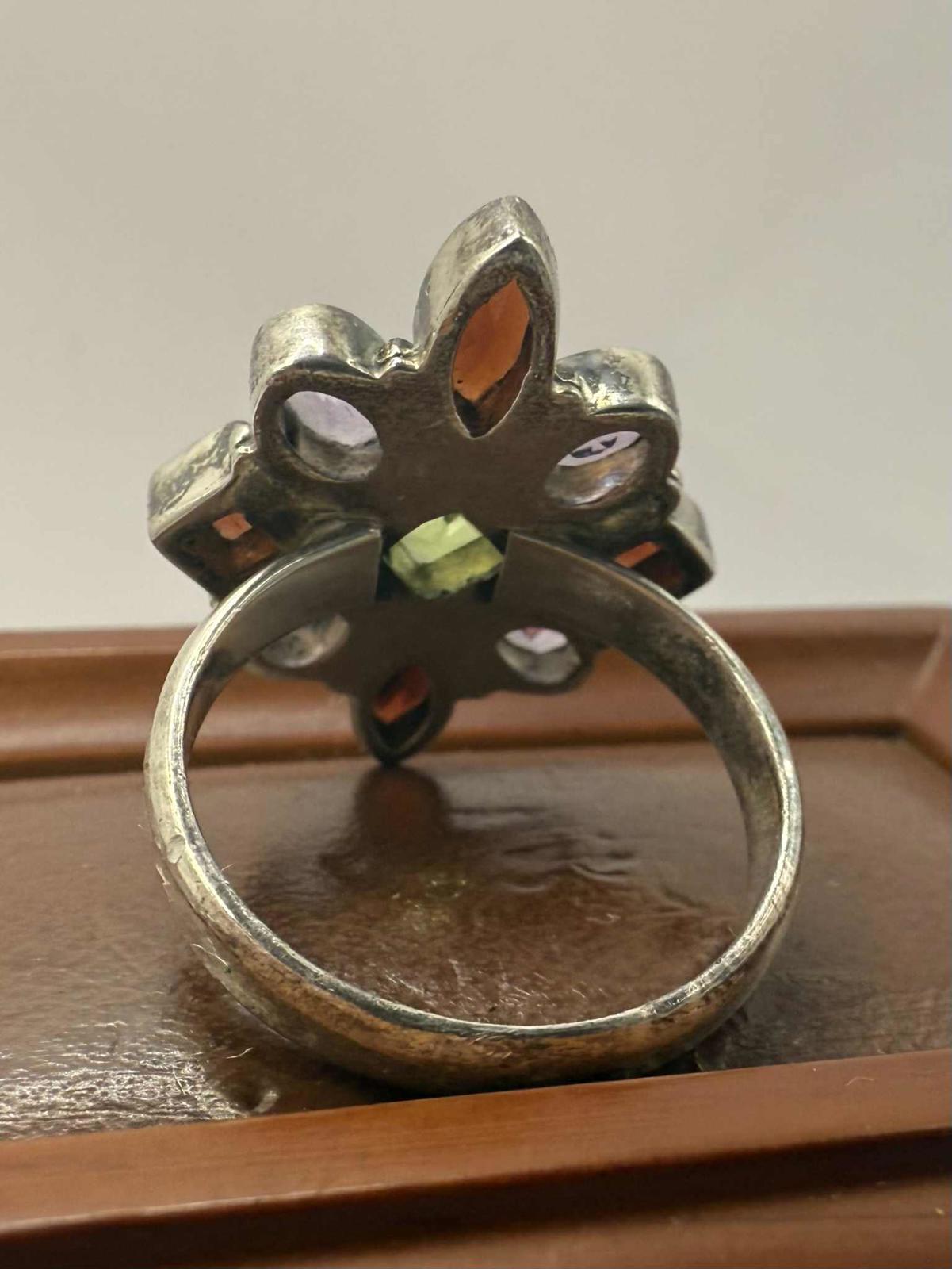 Quality Indian Multi Gem Stone Set Ring • Size - S½ • 7.16 Grams