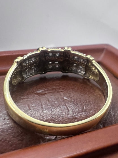 Vintage 9ct Yellow Gold Diamond Set Cluster Ring - V