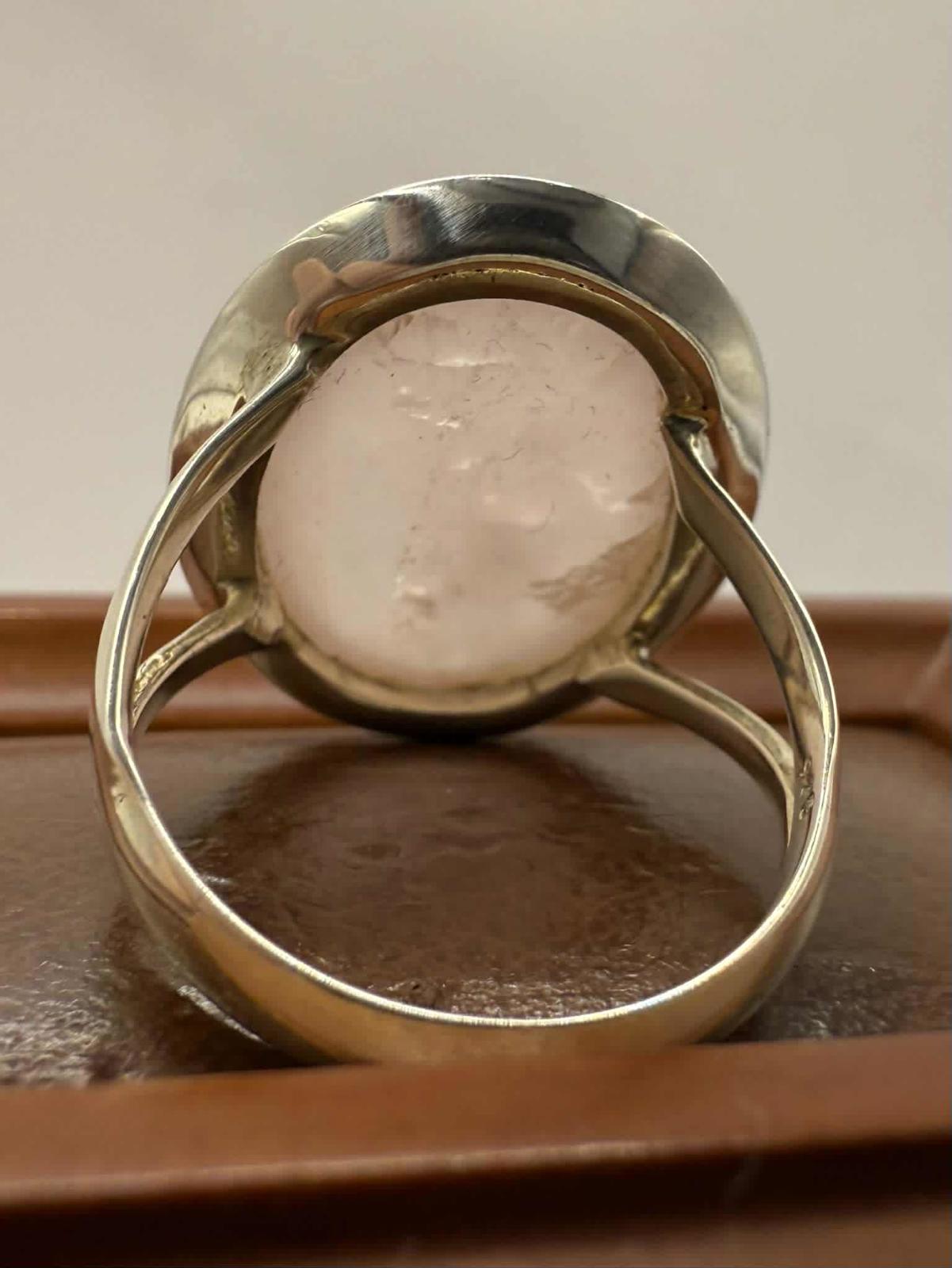 Quality 925 Sterling Silver Rose Quartz Set Ring • Size - P • 8.96 Grams