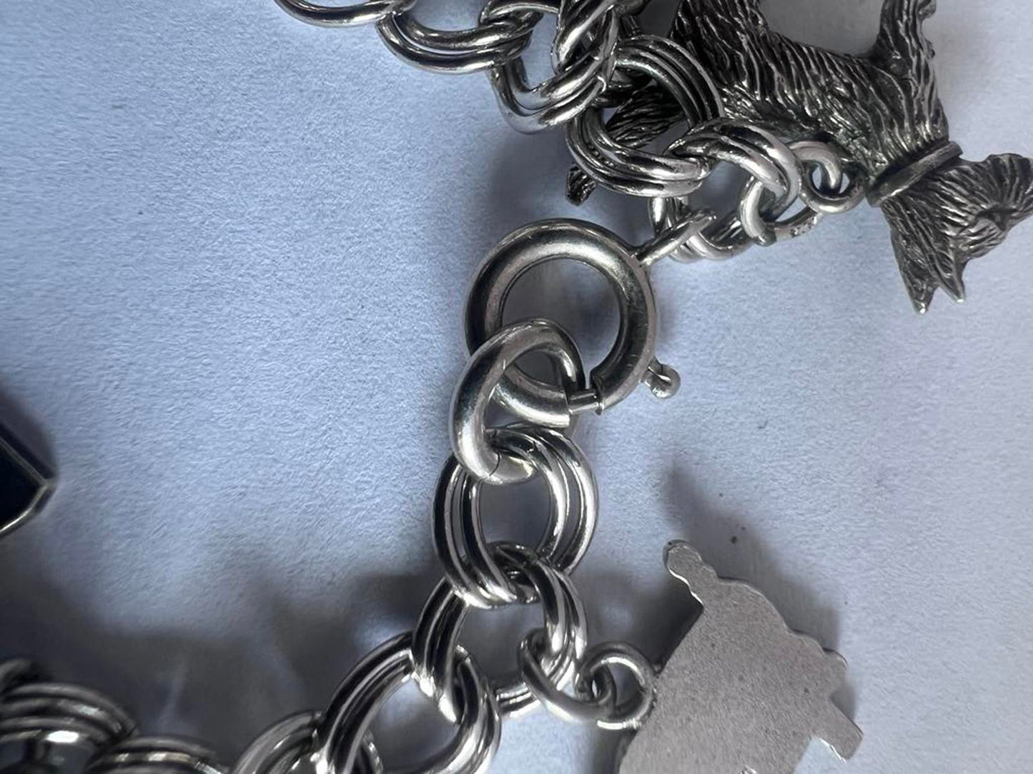 Vintage 925 Sterling Silver USA Themed Charm Bracelet - 47.87 Grams