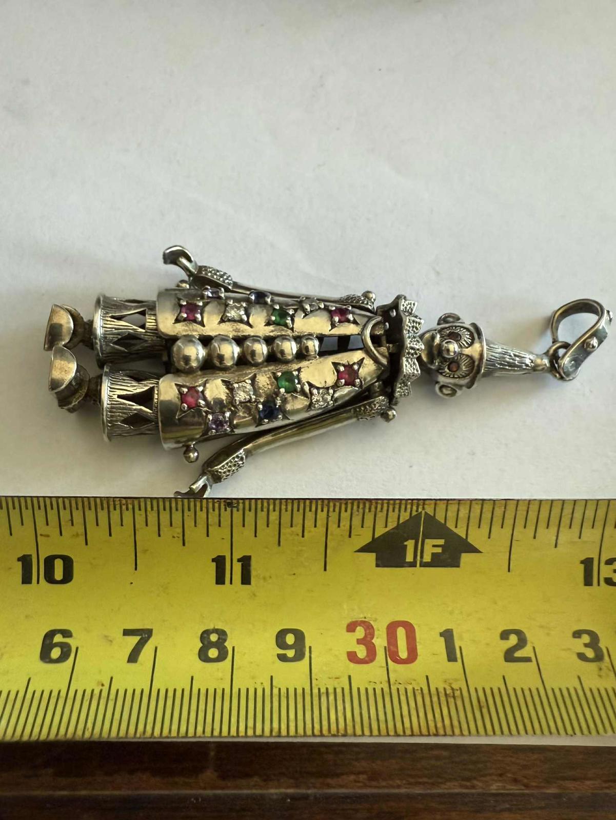 Vintage 925 Sterling Silver Armani Stone Set Clown Pendant  - 31.06 Grams