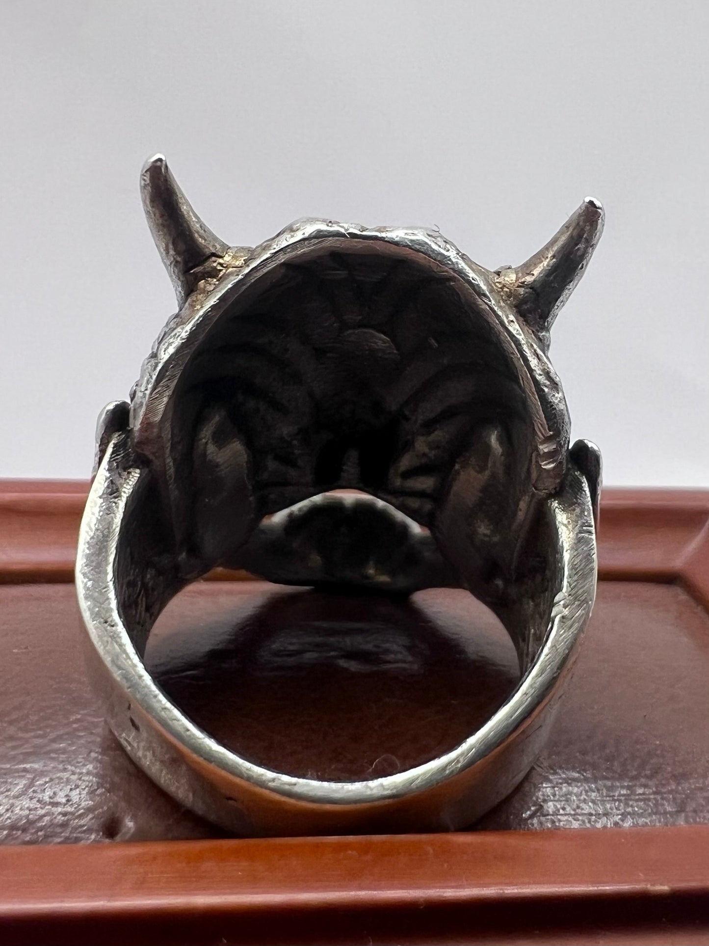 Unique 925 Sterling Silver Oni Mask Ring - P