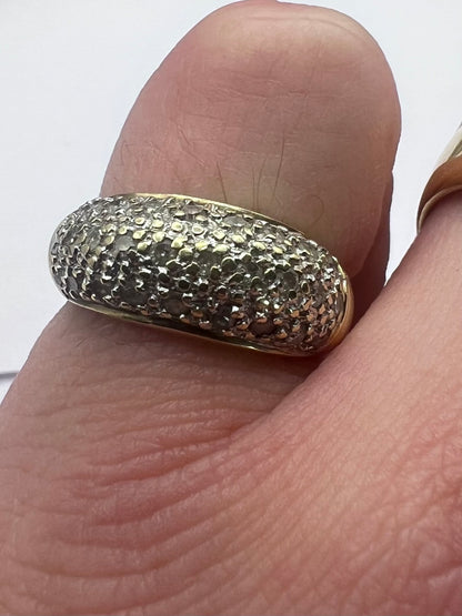 Vintage 9ct Yellow Gold 0.50ct Diamond Set Bombe Ring - N