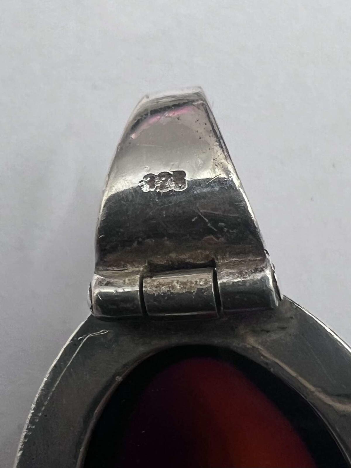 Quality 925 Sterling Silver Carnelian Set Pendant - 7.04 Grams