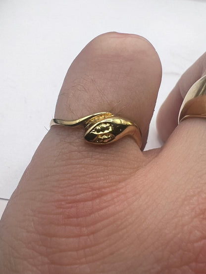 Quality 9ct Yellow Gold Dainty Snake Ring - M½