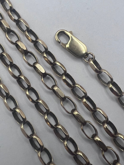 Vintage 9ct Yellow Gold Square Link Belcher Chain • 16.15 Grams • 24 Inch