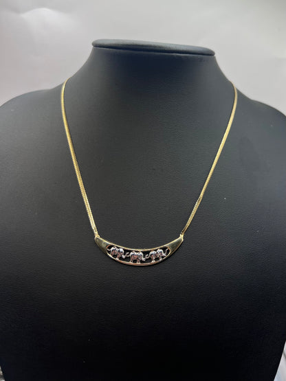 Quality 9ct Yellow & White Gold Elephant Pendant & Chain Set • 6.18 Grams