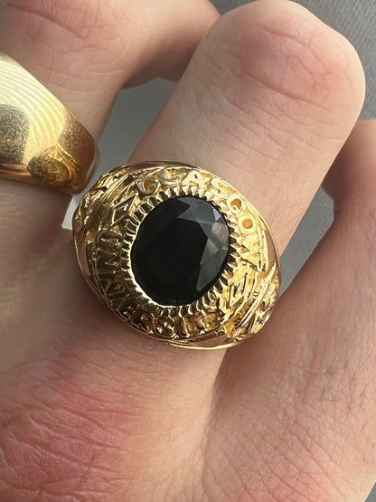 Vintage 9ct Yellow Gold 1992 Glasgow University Ring - T