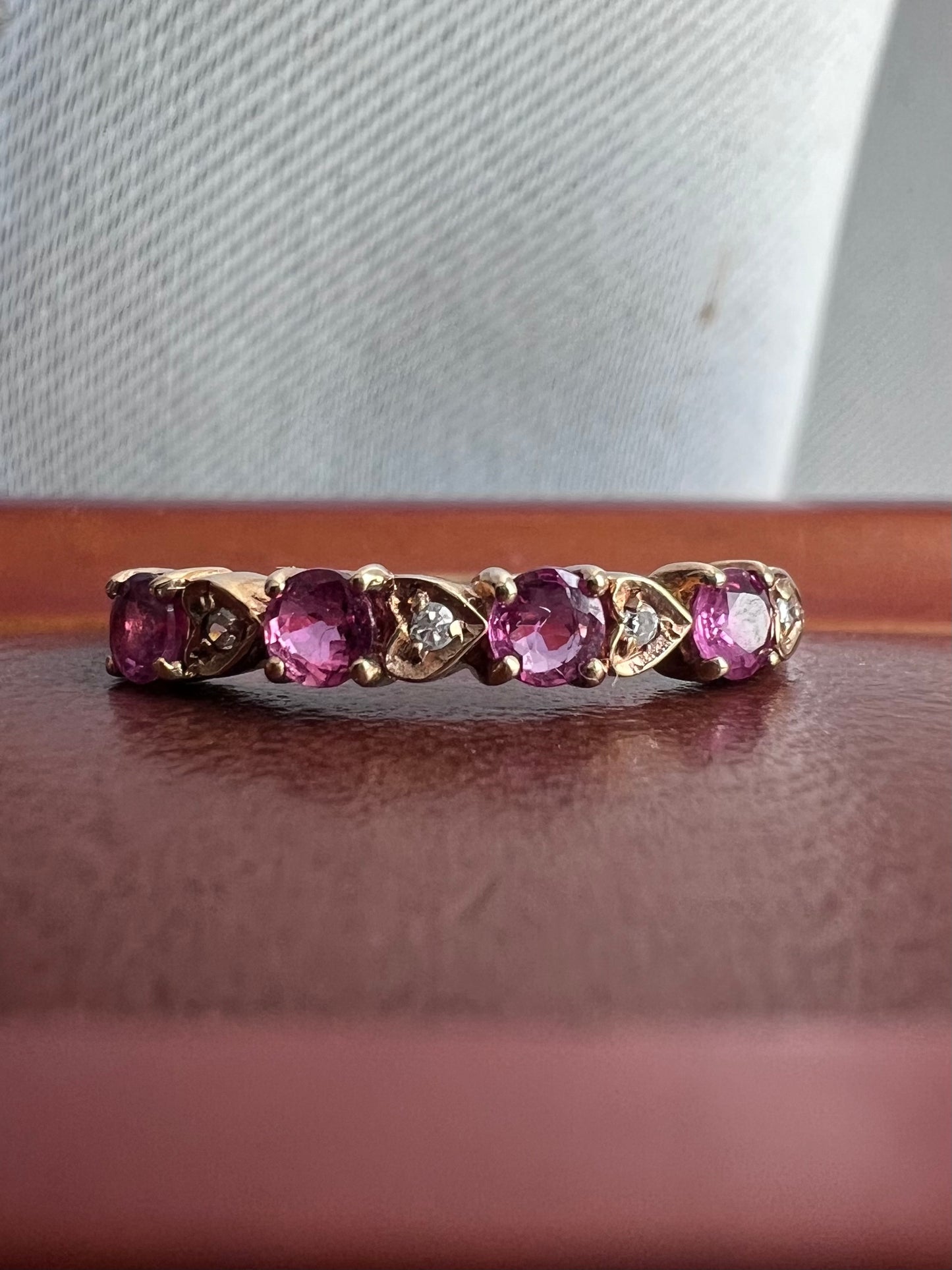 Quality 9ct Yellow Gold Ruby & Diamond Ring - P