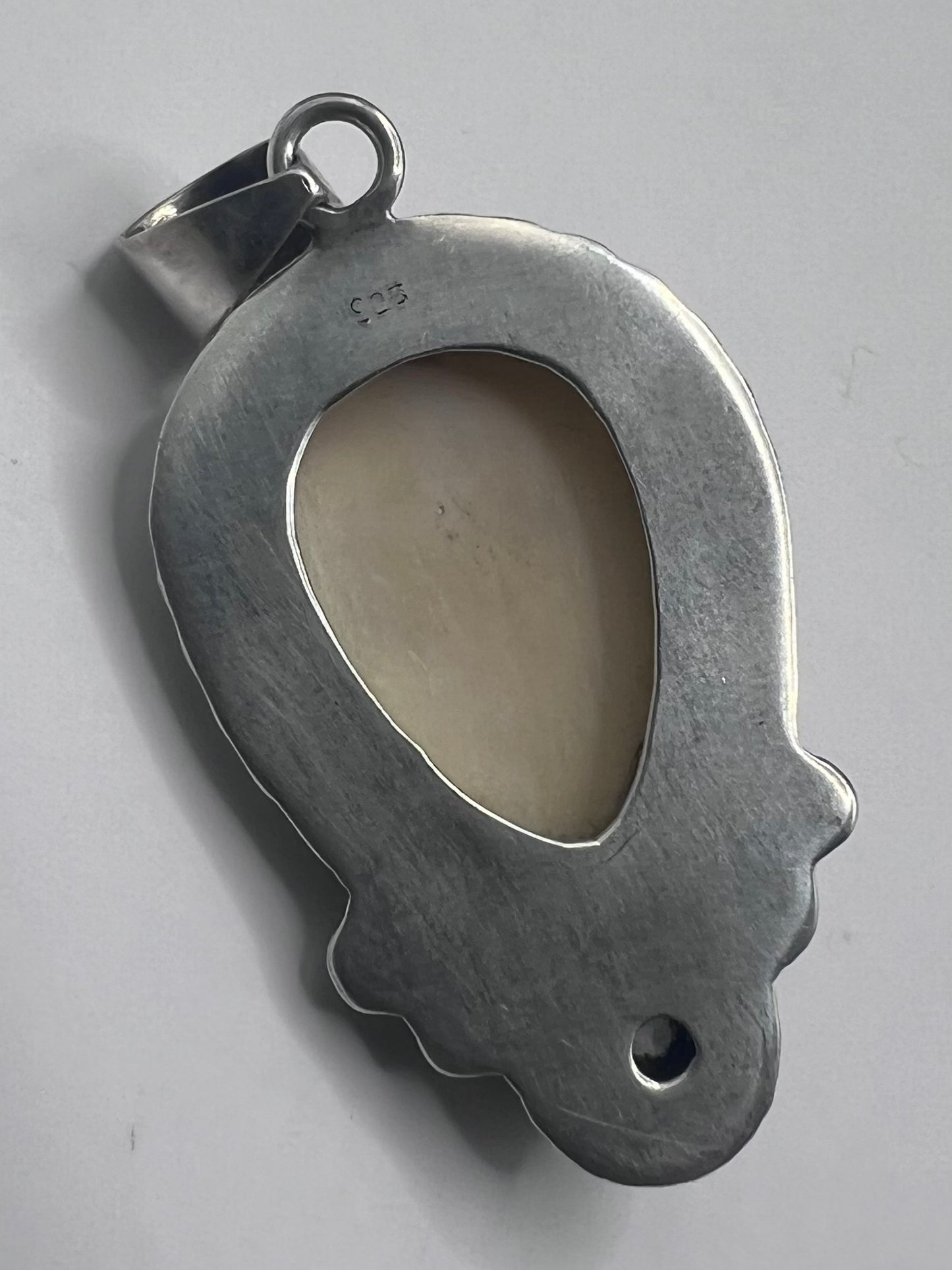 Unique 925 Sterling Silver Carved Jade Face & Mystic Topaz Pendant - 6.25 Grams