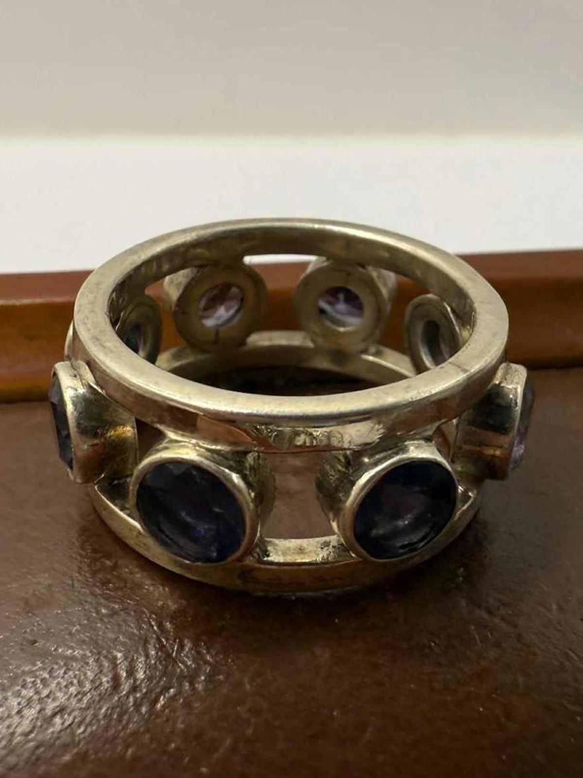 Quality 925 Sterling Silver Amethyst Set Ring • 8.15 Grams • Size - P
