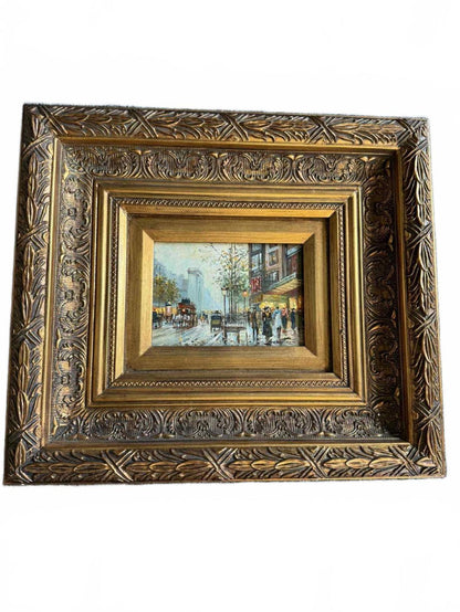 Vintage French Street Scene Oil Painting - Singed - "Sebastion"