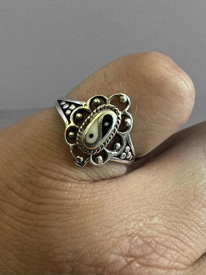 Quality 925 Sterling Silver Yin & Yang Ring • Size - O½  • 2.35 Grams