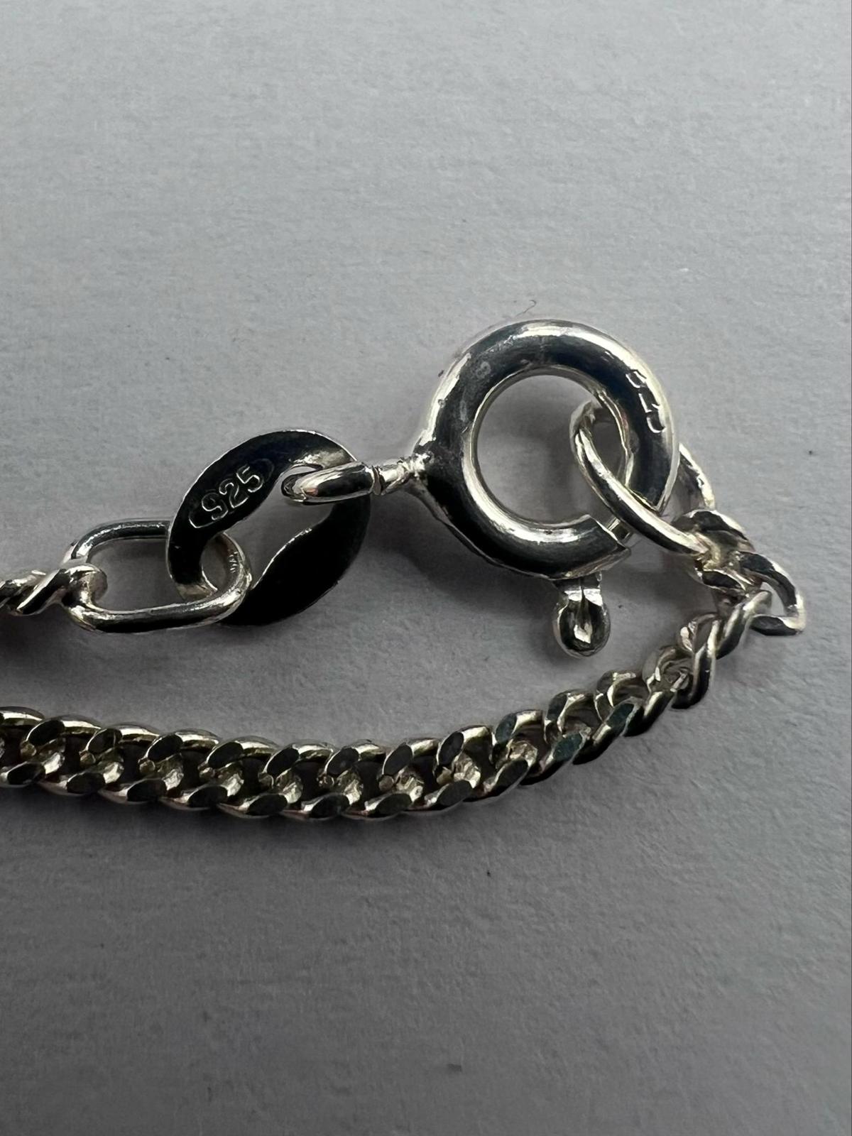 Quality 925 Sterling Silver Amethyst Pendant & Curb Chain Set • 5.32 Grams