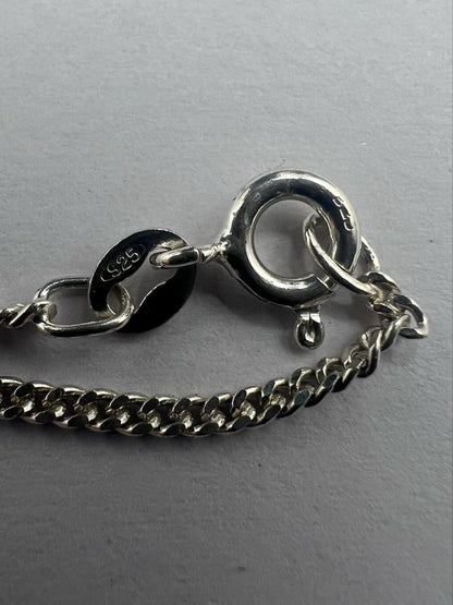 Quality 925 Sterling Silver Amethyst Pendant & Curb Chain Set • 5.32 Grams