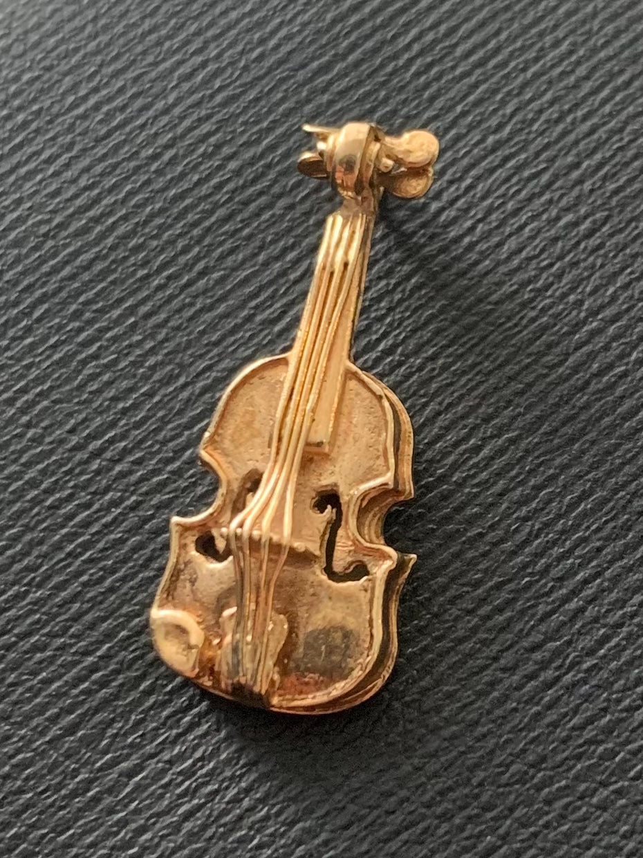 Detailed Vintage 9ct Yellow Gold Violin Charm - 2.01 Grams