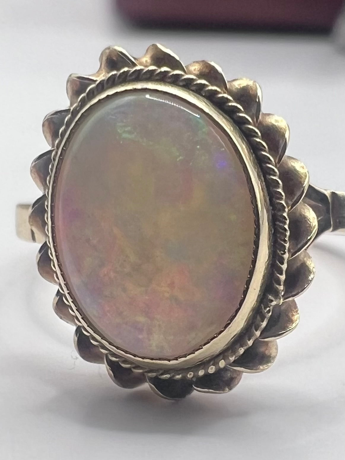 Vintage 9ct Yellow Gold Opal Set Ring - L½