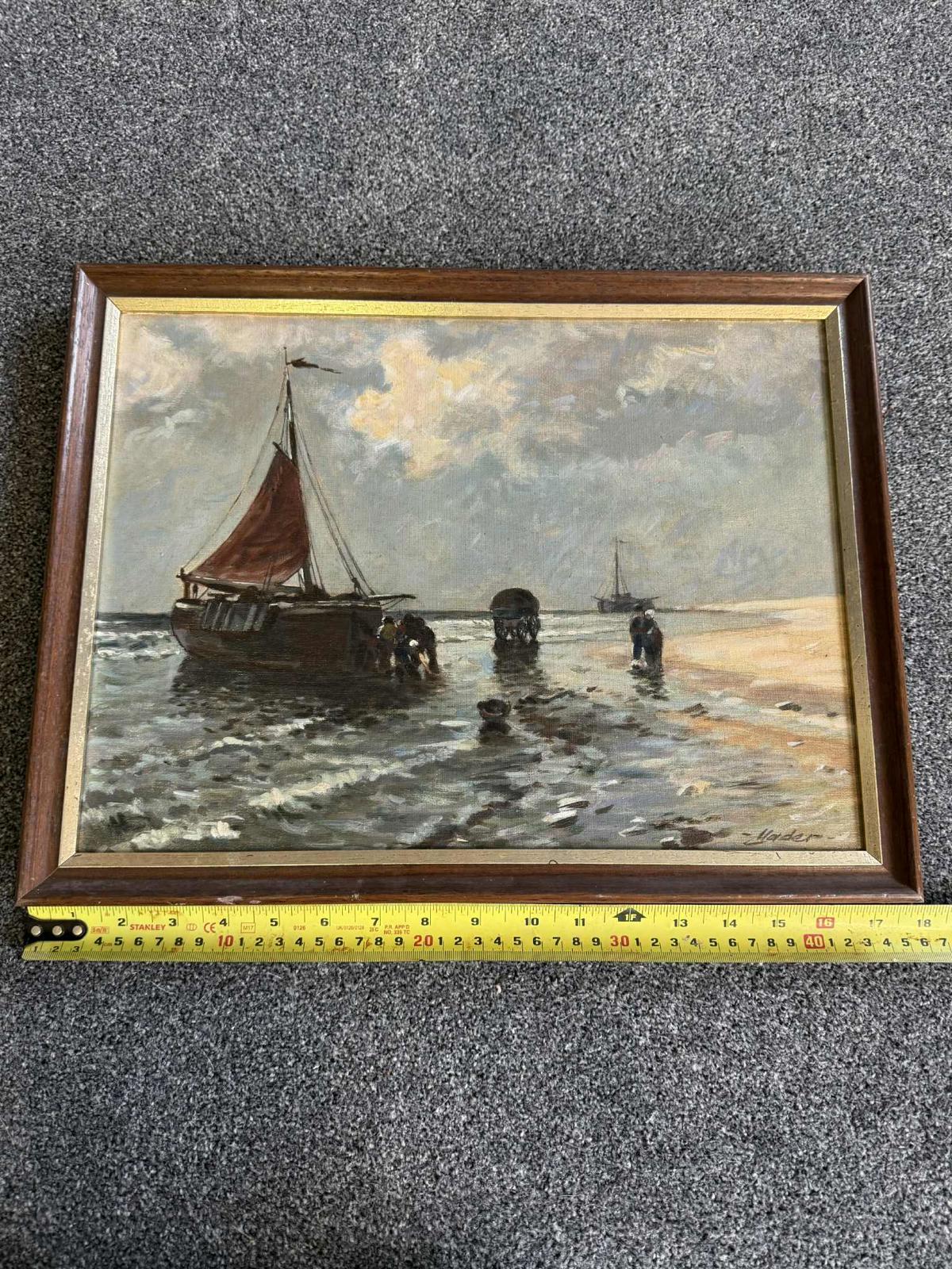 Vintage Impressionist Coastline Oil Painting - Signed "Mader"