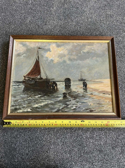 Vintage Impressionist Coastline Oil Painting - Signed "Mader"