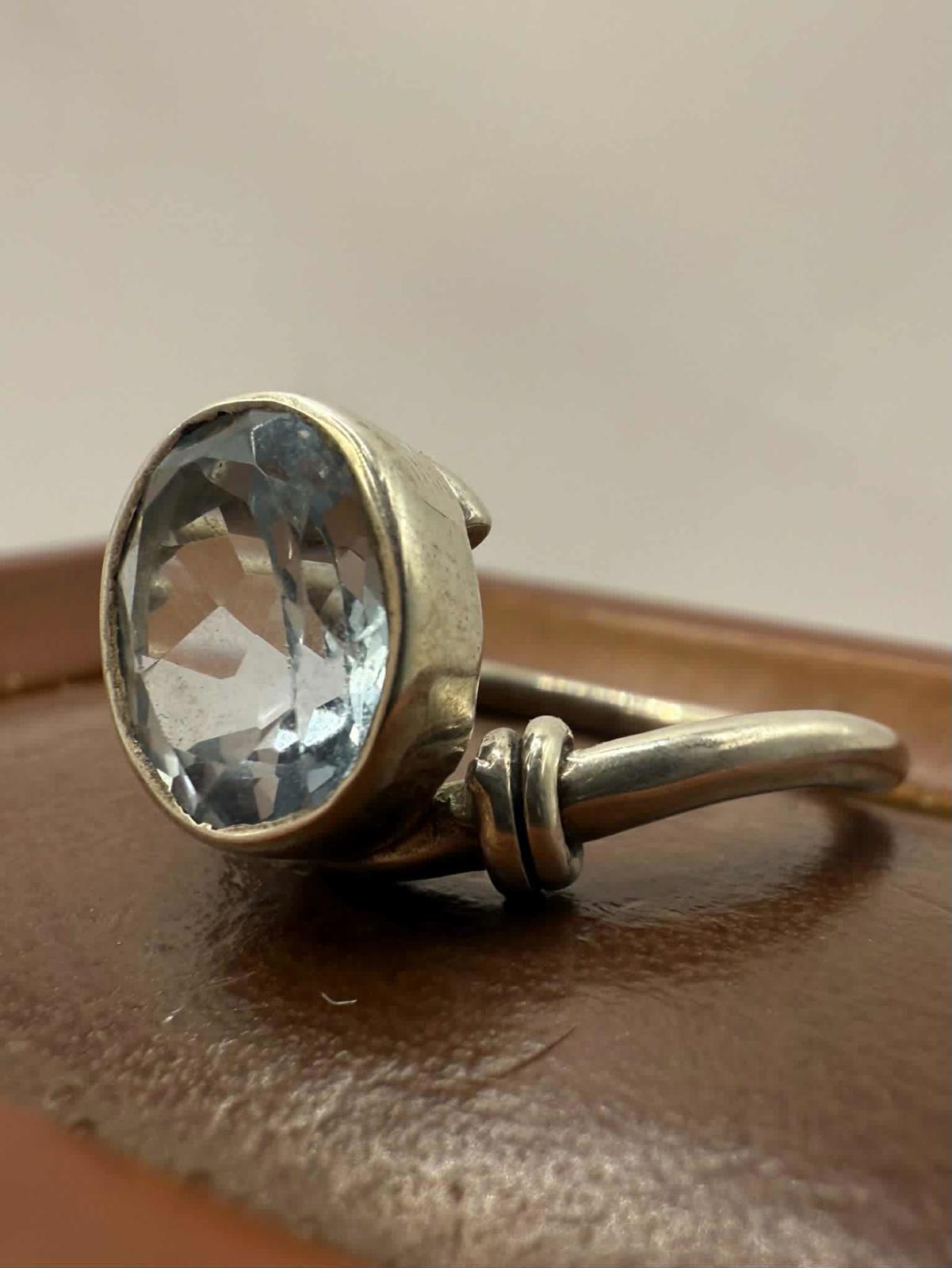 Quality 925 Sterling Silver Topaz Set Ring • Size - Q • 4.11 Grams