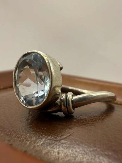 Quality 925 Sterling Silver Topaz Set Ring • Size - Q • 4.11 Grams