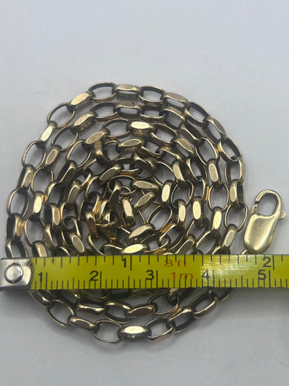 Vintage 9ct Yellow Gold Square Link Belcher Chain • 16.15 Grams • 24 Inch