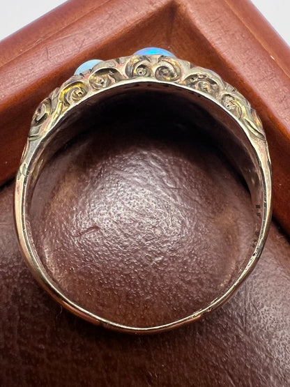 Vintage 9ct Rose Gold 5 Stone Opal Ring • Size - O½