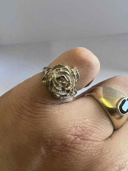 Quality 925 Sterling Silver Detailed Rose Ring • 4.99 Grams • Size - O