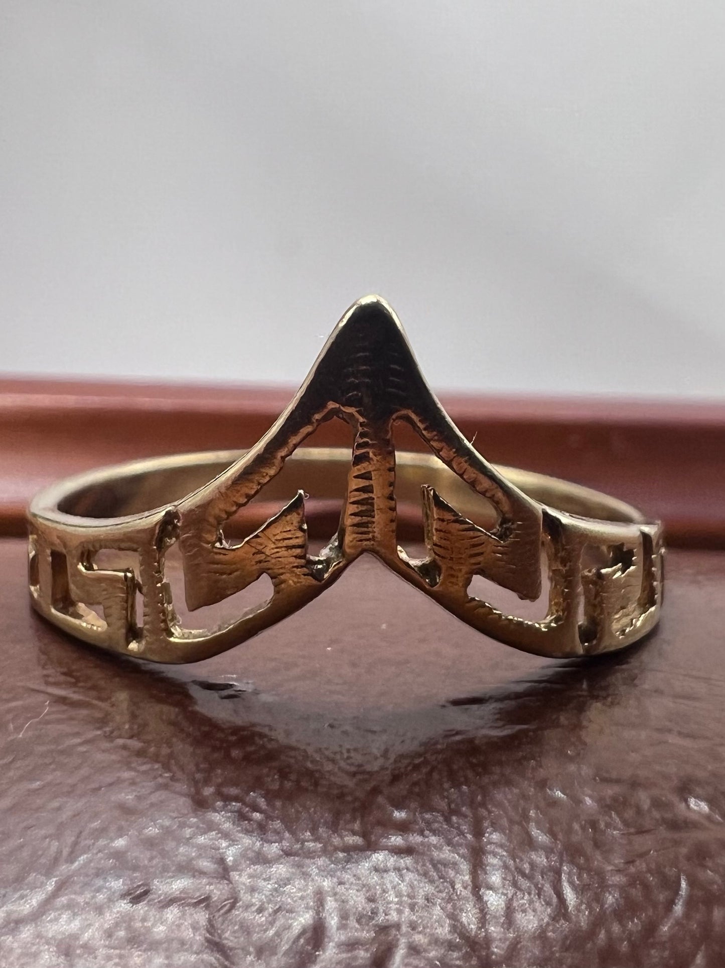 Quality 9ct Yellow Gold Greek Style Wishbone Ring - P