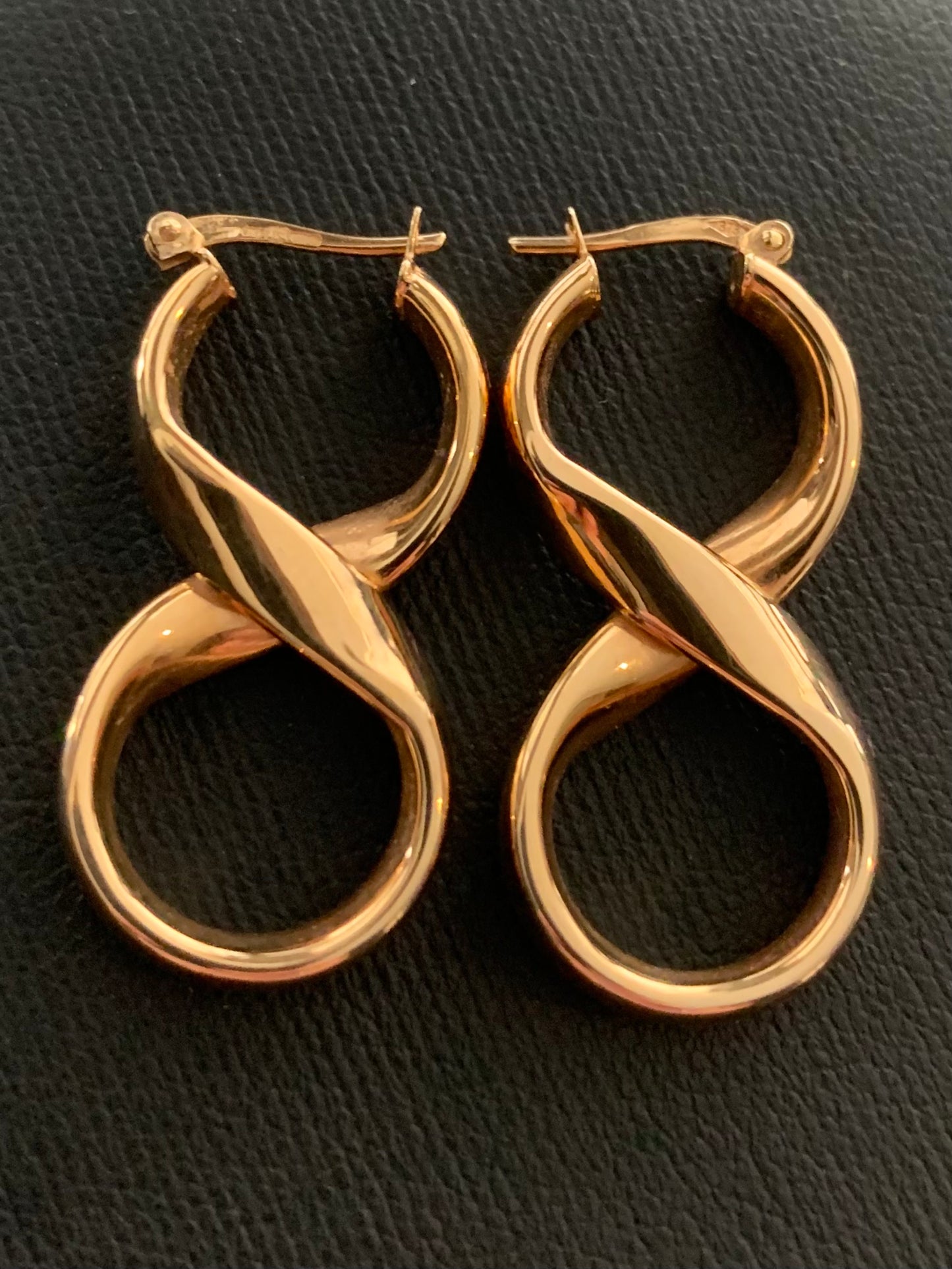 Unique 9ct Yellow Gold Infinity Dangle Earrings ~ 2.45 Grams