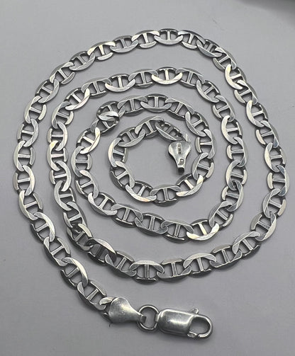 Quality 925 Sterling Silver Italian Mariner Link Chain • 21 Inch • 16.44 Grams