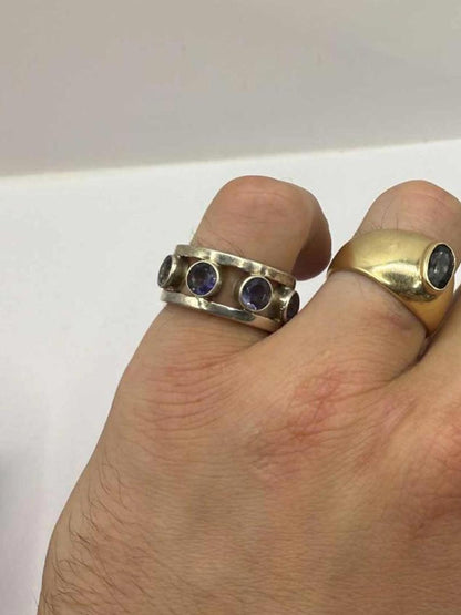 Quality 925 Sterling Silver Amethyst Set Ring • 8.15 Grams • Size - P