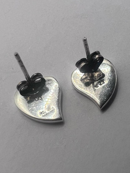 Quality 925 Sterling Silver Pink Heart Stud Earrings - 2.08 Grams