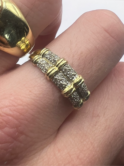 Vintage 9ct Yellow Gold Diamond Set Cluster Ring - V