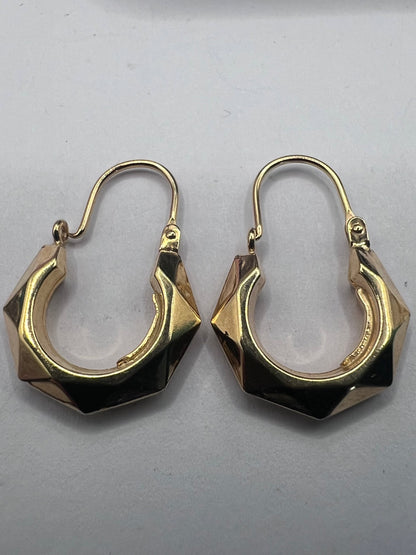Vintage 9ct Yellow Gold Italian Hoop Earrings • 1.50 Grams