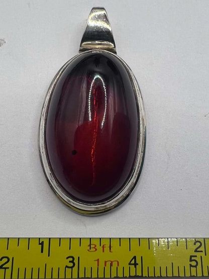 Quality 925 Sterling Silver Carnelian Set Pendant - 7.04 Grams