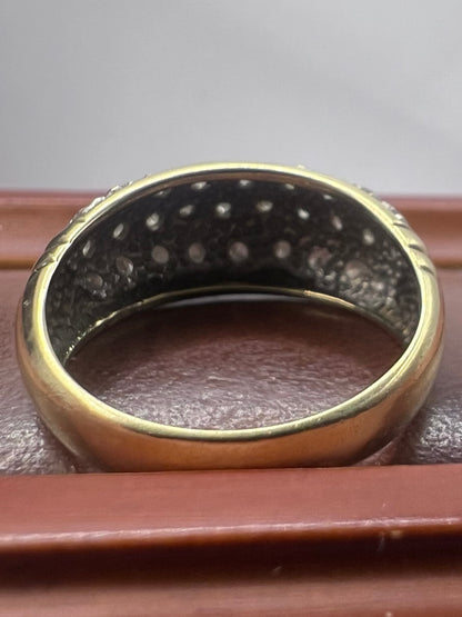 Vintage 9ct Yellow Gold 0.50ct Diamond Set Bombe Ring - N