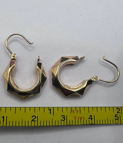 Vintage 9ct Yellow Gold Italian Hoop Earrings • 1.50 Grams