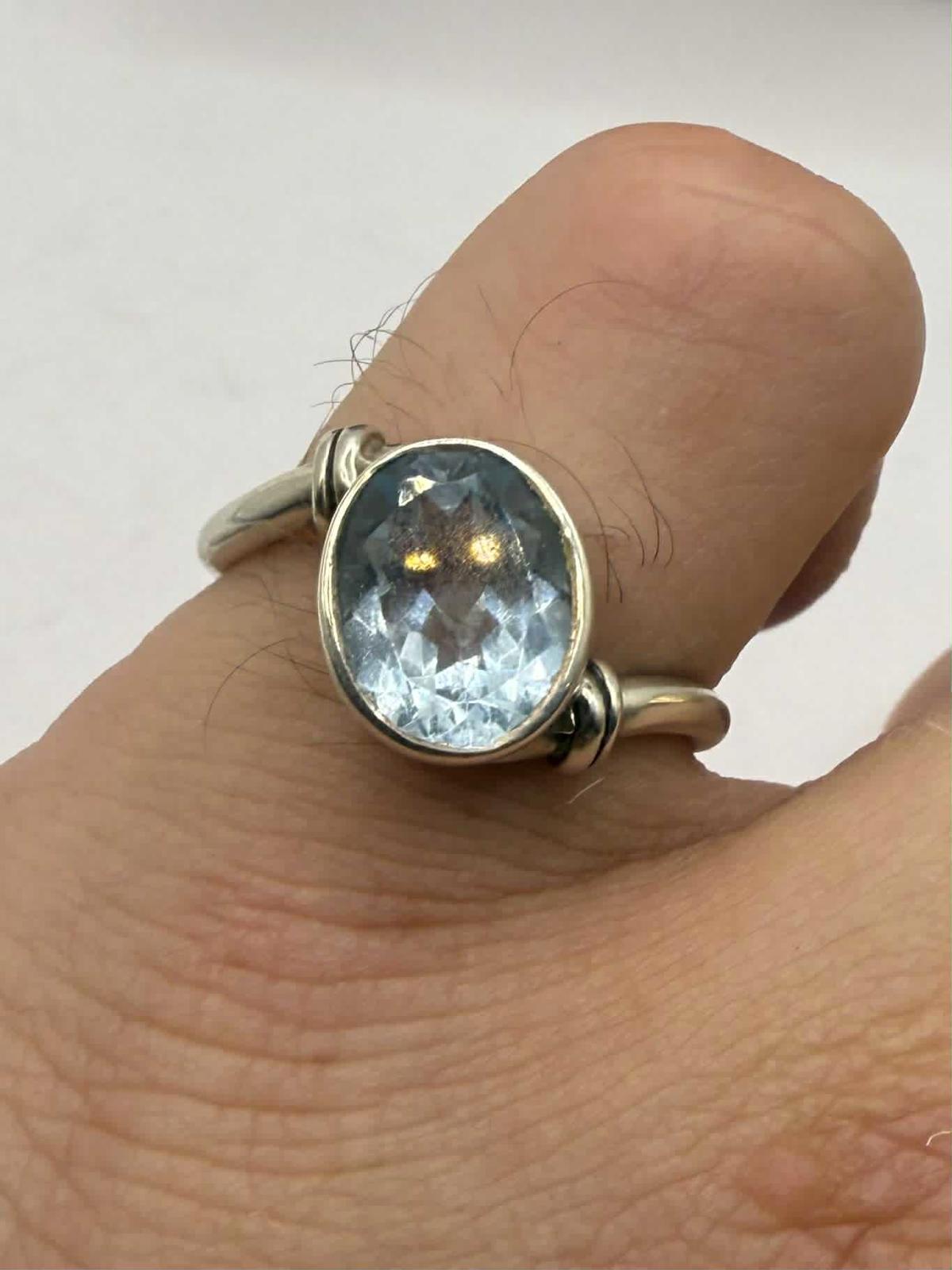 Quality 925 Sterling Silver Topaz Set Ring • Size - Q • 4.11 Grams