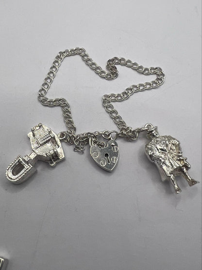 Henry the VIII 925 Sterling Silver Charm Bracelet - 14.21 Grams - 6.5 Inch