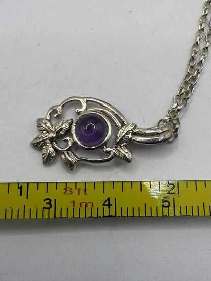 Quality 925 Sterling Silver Amethyst Set Pedant & Chain Set • 4.36 Grams