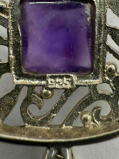 Quality 925 Sterling Silver Cabochon Amethyst Set Pendant • 7.29 Grams